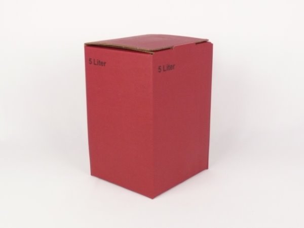 Karton Bag in Box 5 Liter weinrot, Saftkarton, Faltkarton, Apfelsaft-Karton, Saftschachtel, Schachtel.